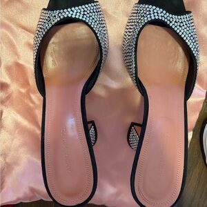 AMINA MUADDI  Black and Silver Women's Shoes